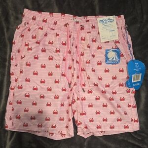Pink Crab Print Swim Shorts